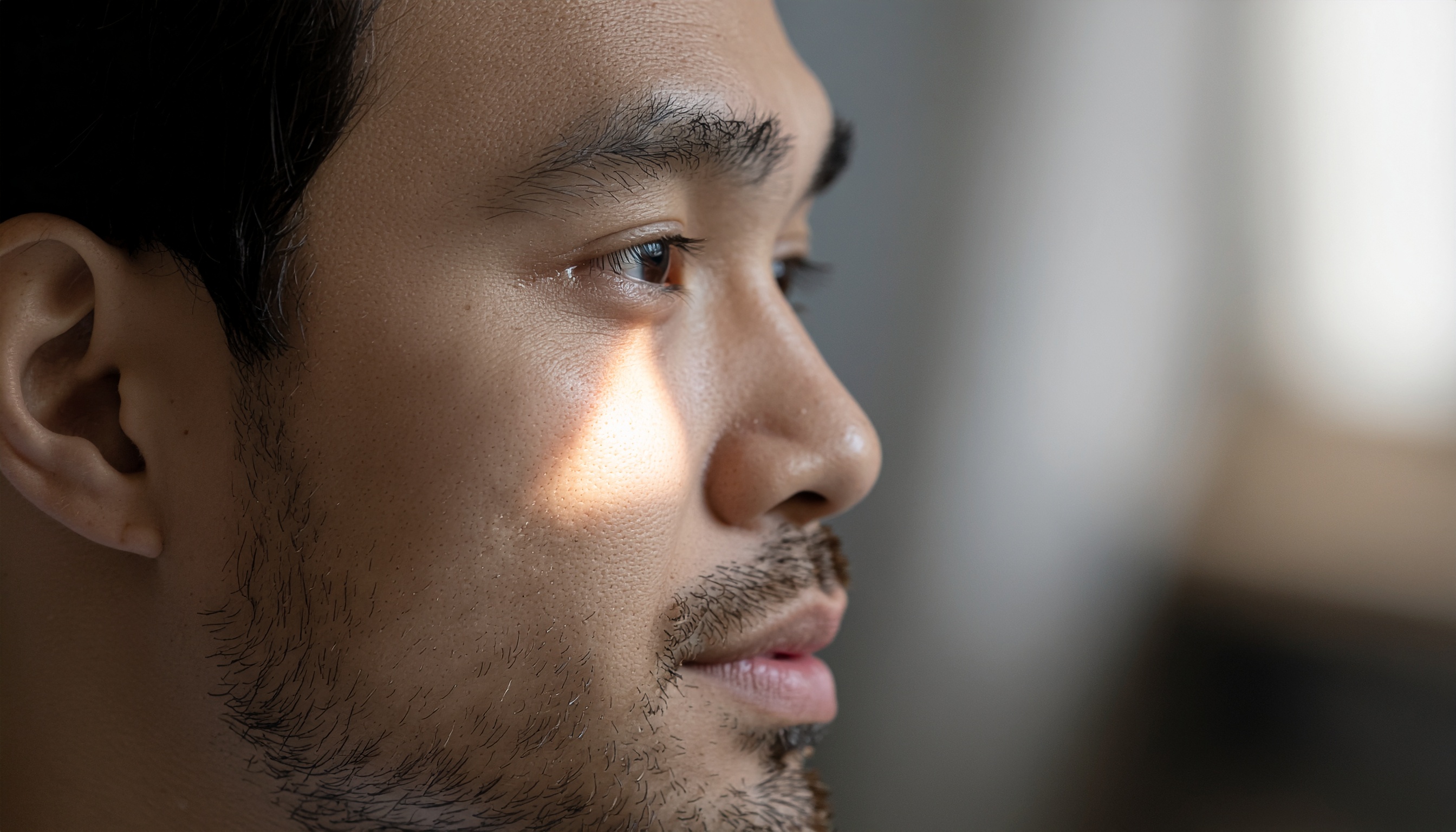 Close-up Profile of a Man in Natural Light